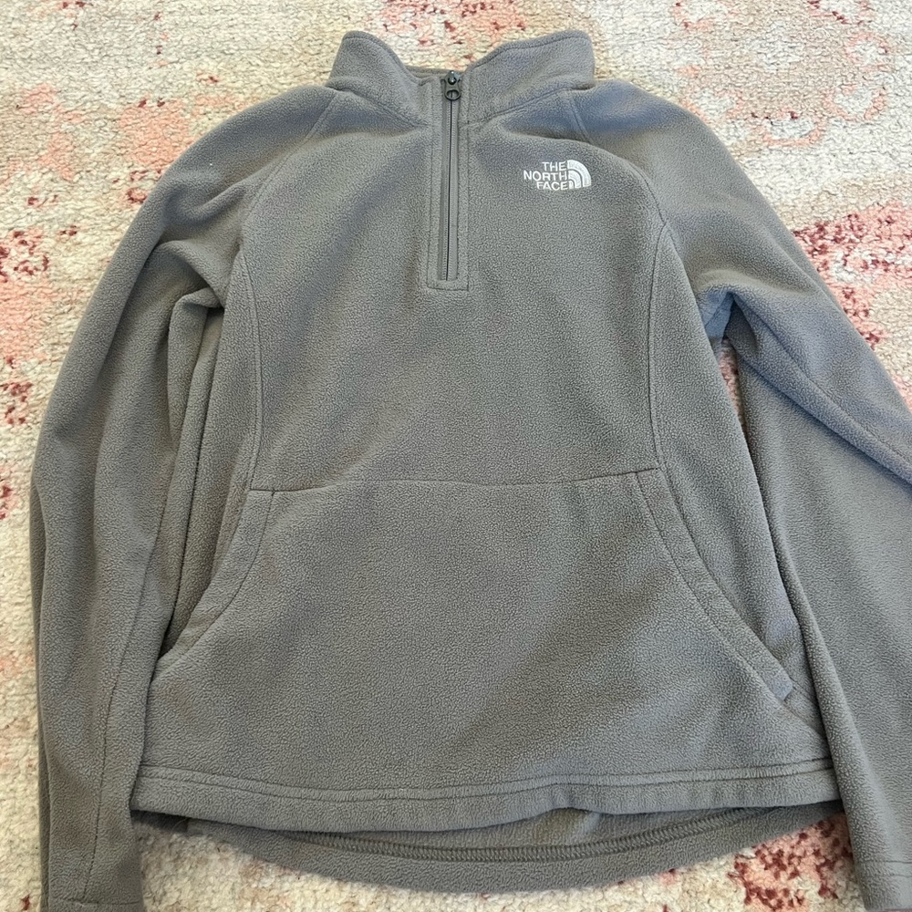 Girls north face grey zip fleece